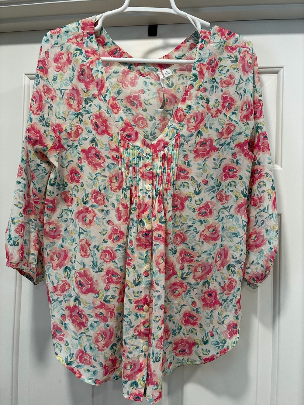 Lauren Conrad V-Neck Floral Button-Front Blouse - Pink Floral